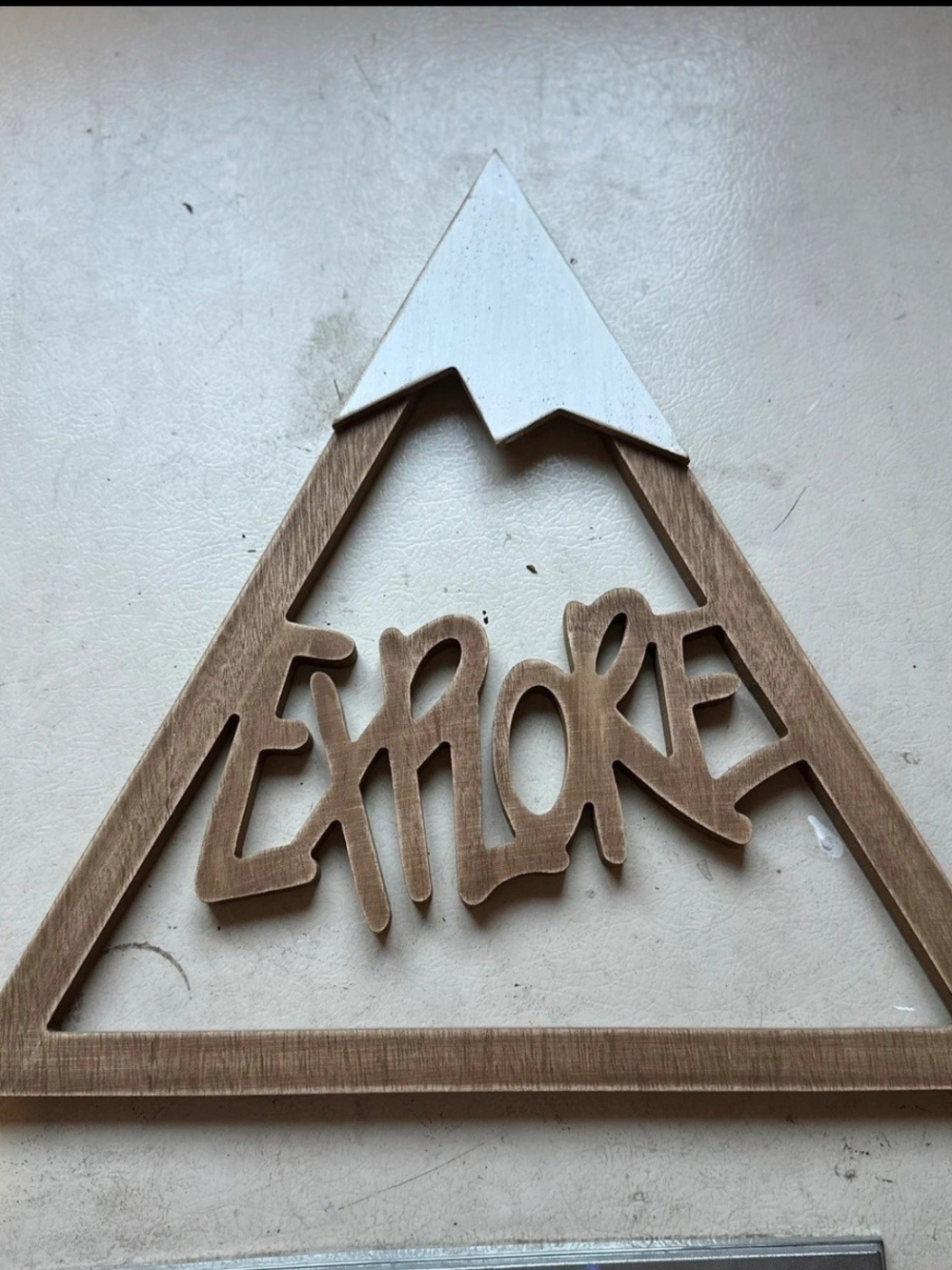 Hobby Lobby Natural Wood and White 'Explore' Mountain Wall Art